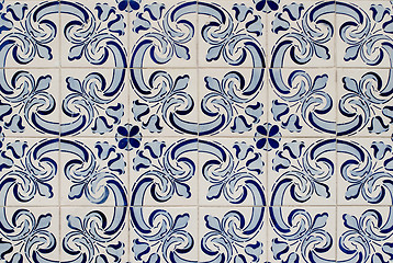 Image showing Traditional Portuguese glazed tiles