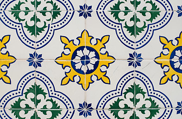 Image showing Traditional Portuguese glazed tiles