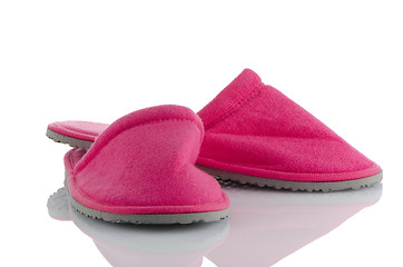 Image showing A pair of pink slippers