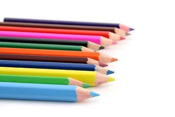 Image showing Colored pencils on a white background with a shallow DOF