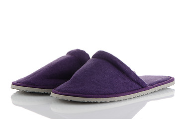 Image showing A pair of purple slippers