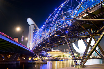 Image showing Helix Bridge at night