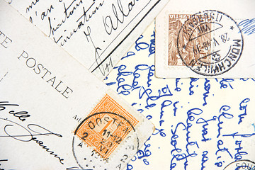 Image showing Vintage hand-written post cards