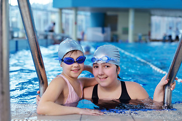 Image showing happy children group  at swimming pool