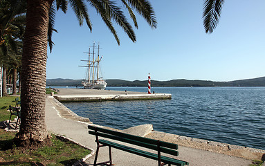 Image showing Sailing vessel at the dock