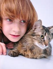 Image showing cat and child