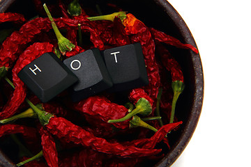 Image showing chili and keyboard keys - hot 