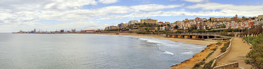 Image showing a panoramic view of Miracle Beach and the city of Tarragona, Spain