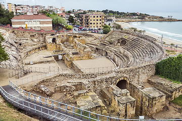 Image showing Ruins of the ancient amphitheater in Tarragona, Spain
