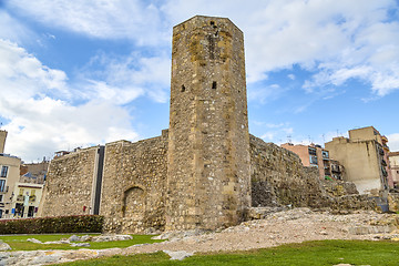 Image showing A view of the roman circus tower, Tarragona, Spain.