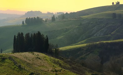 Image showing Hills at sunset