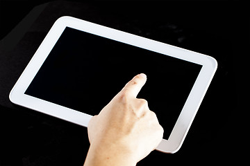 Image showing Human hand using blank touch screen device