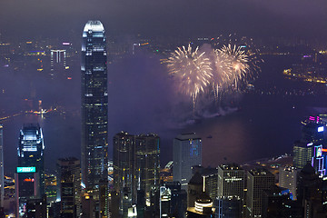 Image showing Fireworks in Hong Kong, China