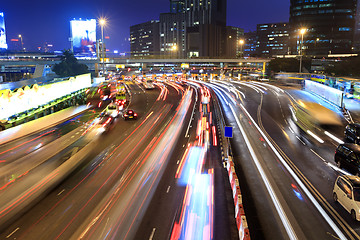 Image showing Traffic jam at night in Hong Kong