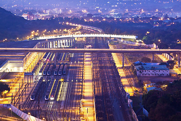 Image showing Railway transportation at night