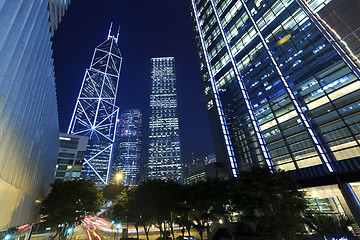 Image showing Modern buildings at night