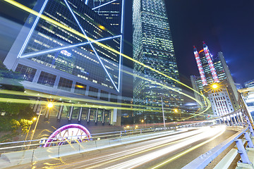 Image showing Busy traffic at night in city