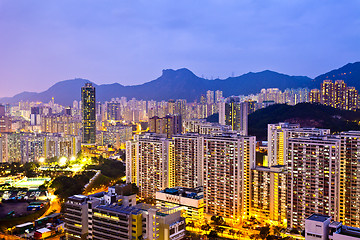 Image showing Hong Kong crowded buildings under Lion Rock Hill