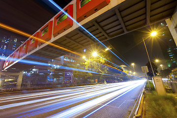 Image showing Traffic in city at night