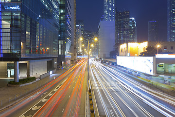 Image showing Night trails at night in Hong Kong