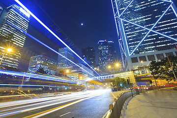 Image showing Busy traffic at night in Hong Kong