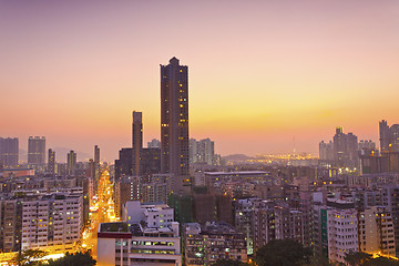 Image showing Hong Kong downtown at sunset