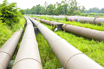 Image showing Industrial pipelines scene