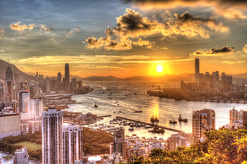 Image showing Hong Kong city at sunset