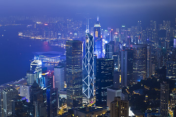 Image showing Hong Kong office buildings at night