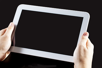 Image showing Human hand holding blank touch screen device