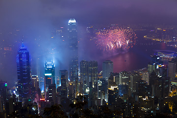 Image showing Fireworks in Hong Kong, China