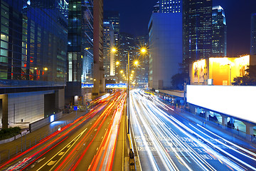 Image showing Traffic in modern city at night