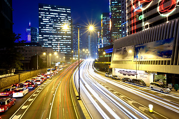 Image showing Traffic in modern city at night