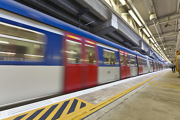 Image showing Abstract movement of train, blurred motion.