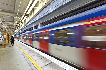 Image showing Abstract movement of train, blurred motion.