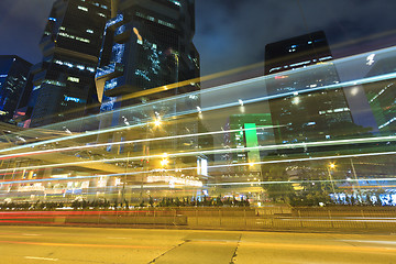 Image showing Traffic in Hong Kong at night