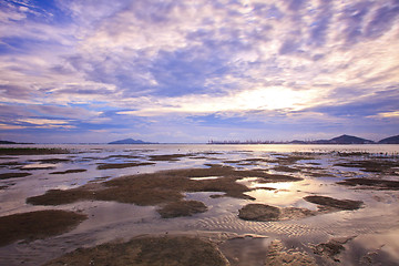 Image showing Sunset coast