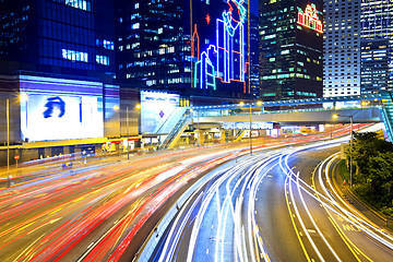 Image showing Dramatic traffic in Hong Kong at night