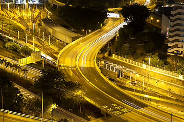 Image showing Traffic highway in Hong Kong at night