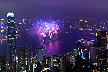 Image showing Hong Kong fireworks in Chinese New Year