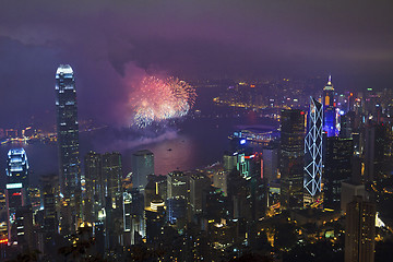 Image showing Fireworks in Hong Kong, China