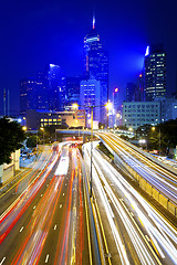 Image showing Busy traffic at night in Hong Kong