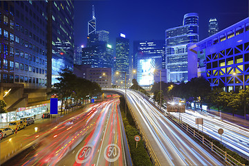 Image showing Traffic in city at night