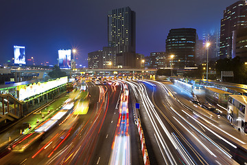 Image showing Traffic jam at night in Hong Kong