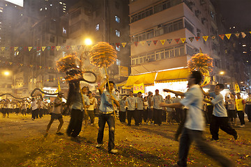 Image showing Tai Hang Fire Dragon Dance in Hong Kong