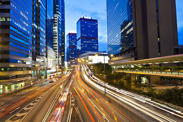 Image showing Busy traffic in Hong Kong at night