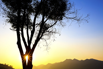 Image showing Majestic sunset in mountain landscape