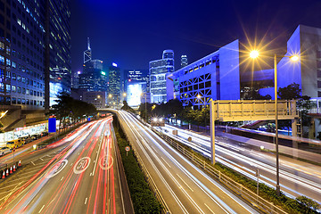 Image showing Traffic in Hong Kong at night