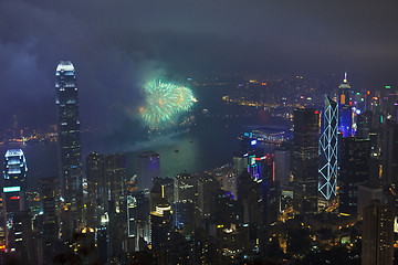 Image showing Fireworks in Hong Kong, China