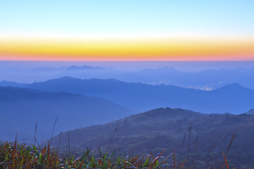 Image showing Mountain sunrise at dawn